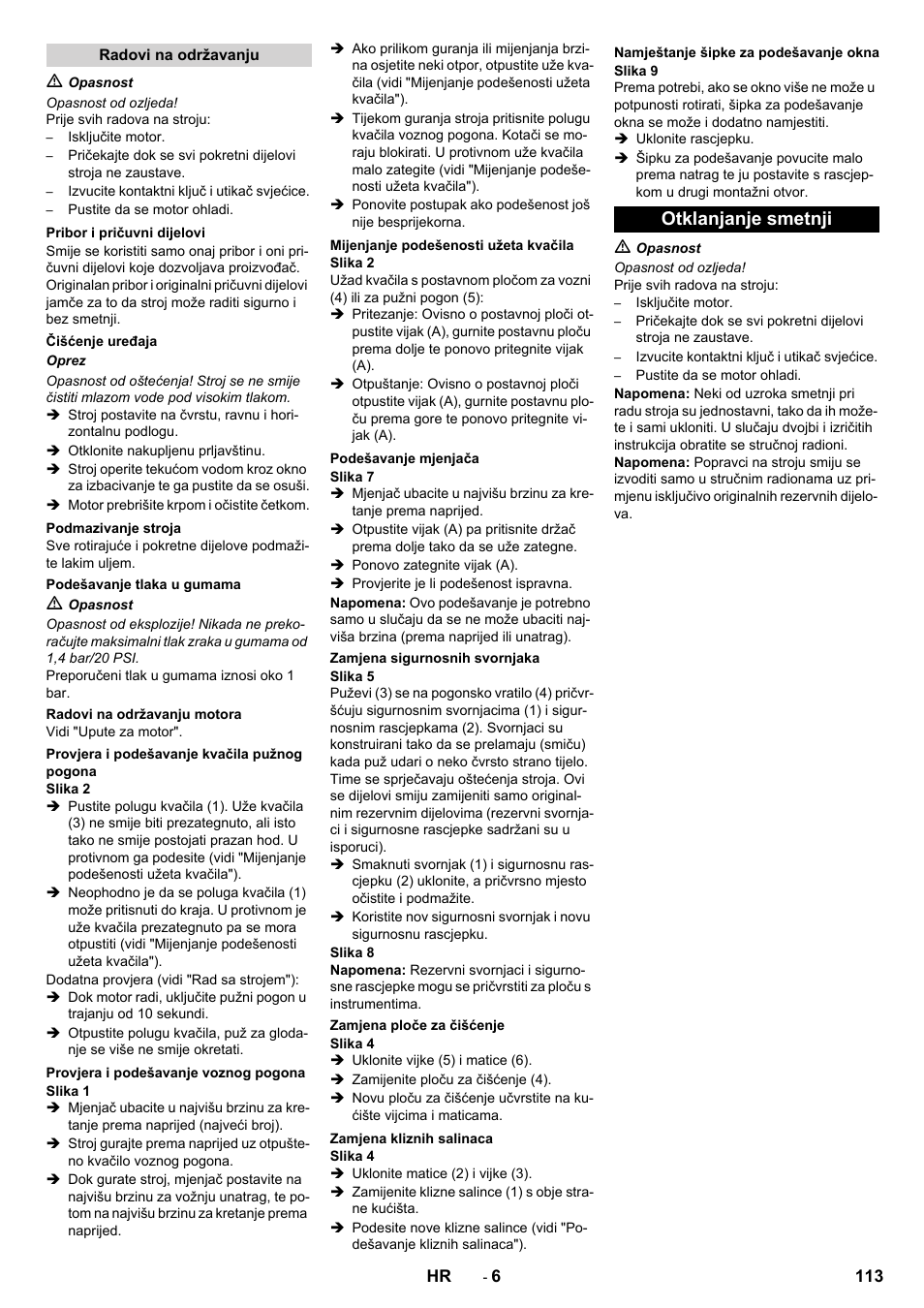 Otklanjanje smetnji | Karcher STH 10-76 W User Manual | Page 113 / 136