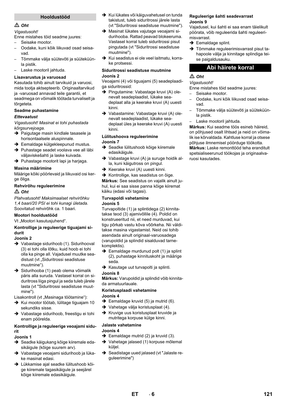 Abi häirete korral | Karcher STH 10-76 W User Manual | Page 121 / 136