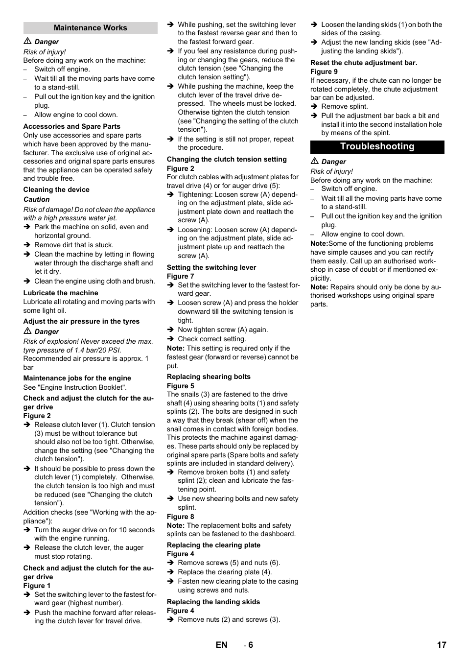 Troubleshooting | Karcher STH 10-76 W User Manual | Page 17 / 136