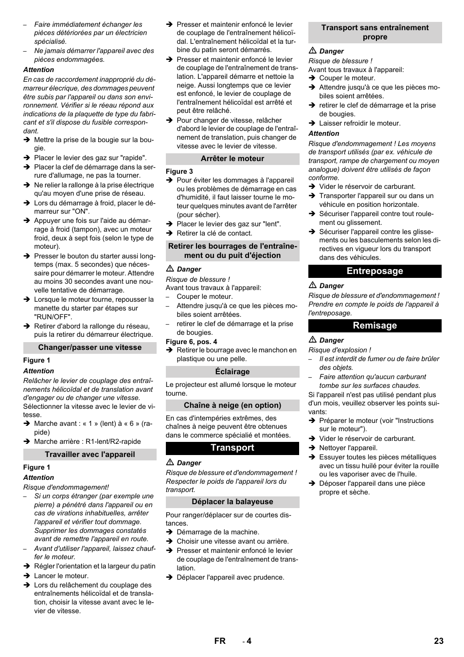 Transport, Entreposage remisage | Karcher STH 10-76 W User Manual | Page 23 / 136