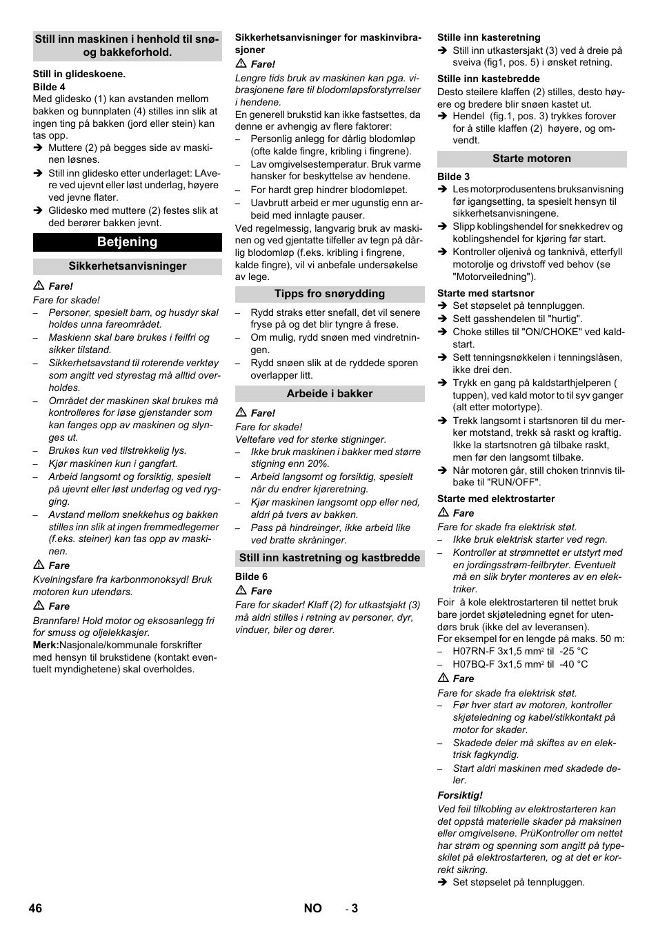 Betjening | Karcher STH 10-76 W User Manual | Page 46 / 136