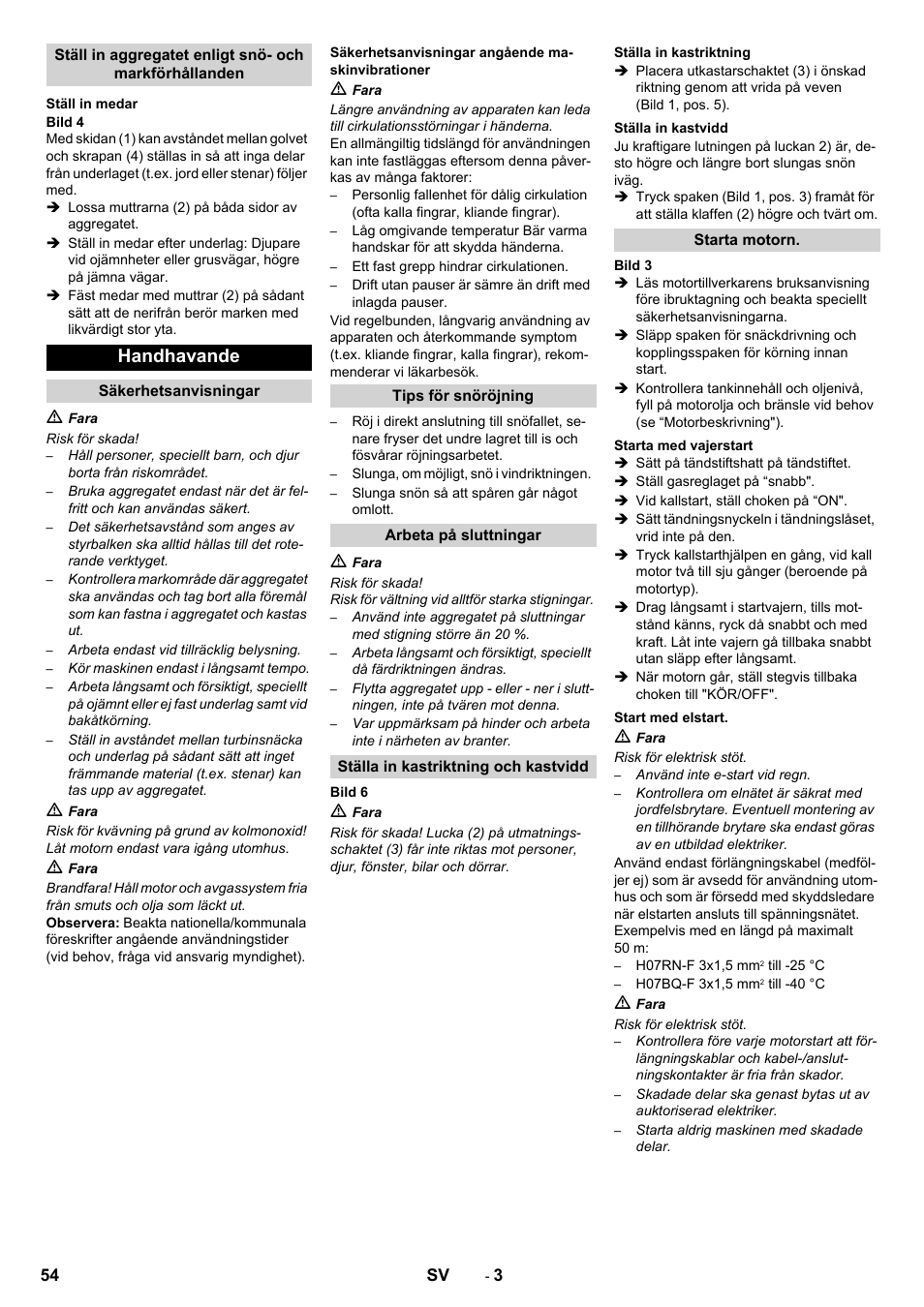 Handhavande | Karcher STH 10-76 W User Manual | Page 54 / 136