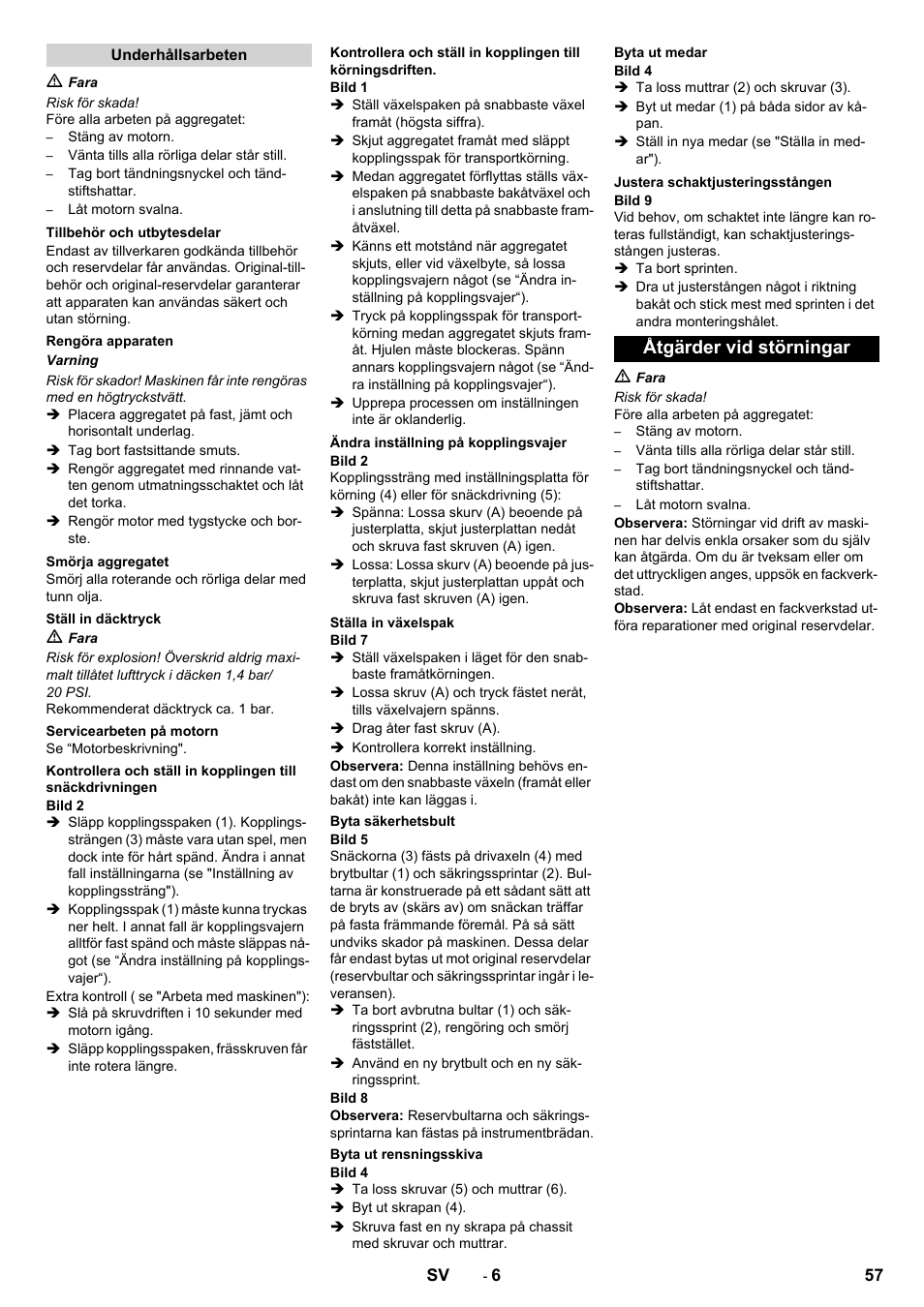 Åtgärder vid störningar | Karcher STH 10-76 W User Manual | Page 57 / 136