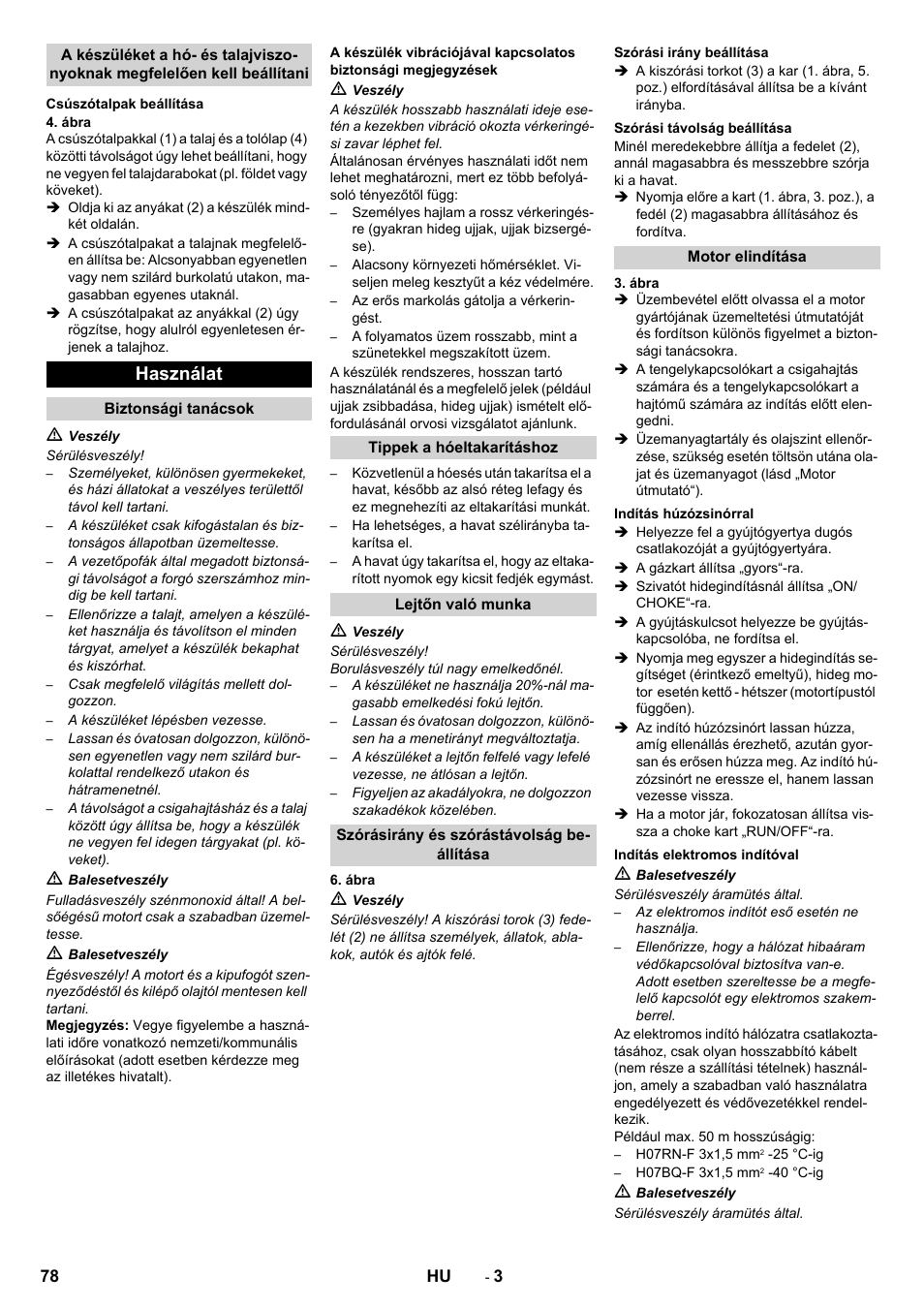 Használat | Karcher STH 10-76 W User Manual | Page 78 / 136