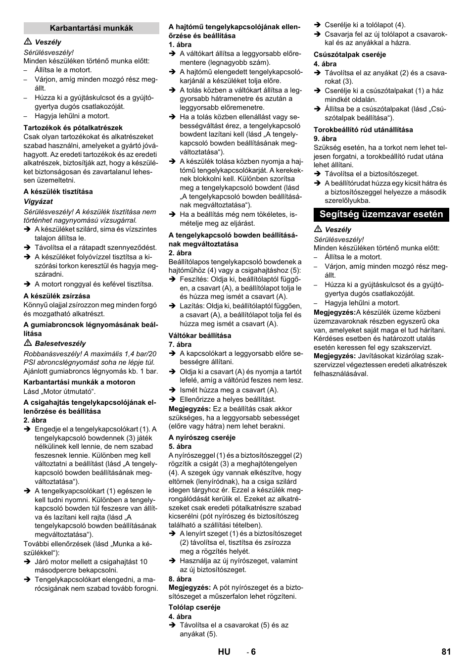 Segítség üzemzavar esetén | Karcher STH 10-76 W User Manual | Page 81 / 136