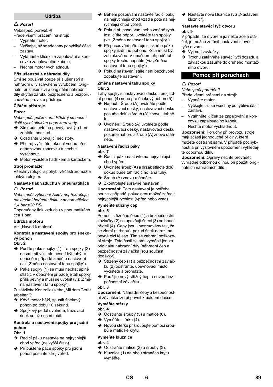 Pomoc při poruchách | Karcher STH 10-76 W User Manual | Page 89 / 136