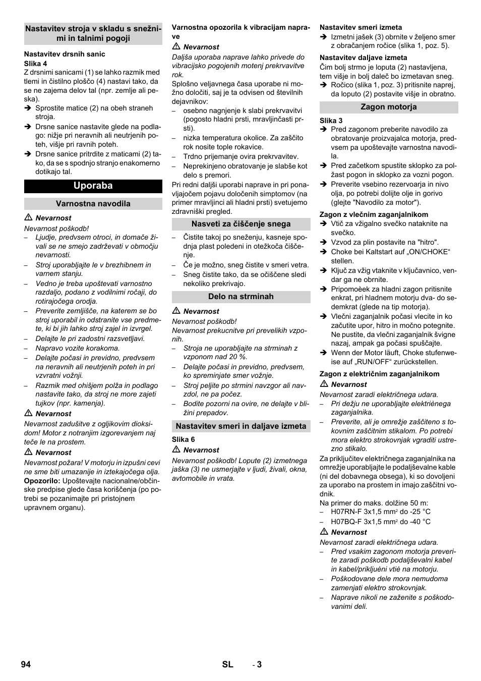 Uporaba | Karcher STH 10-76 W User Manual | Page 94 / 136