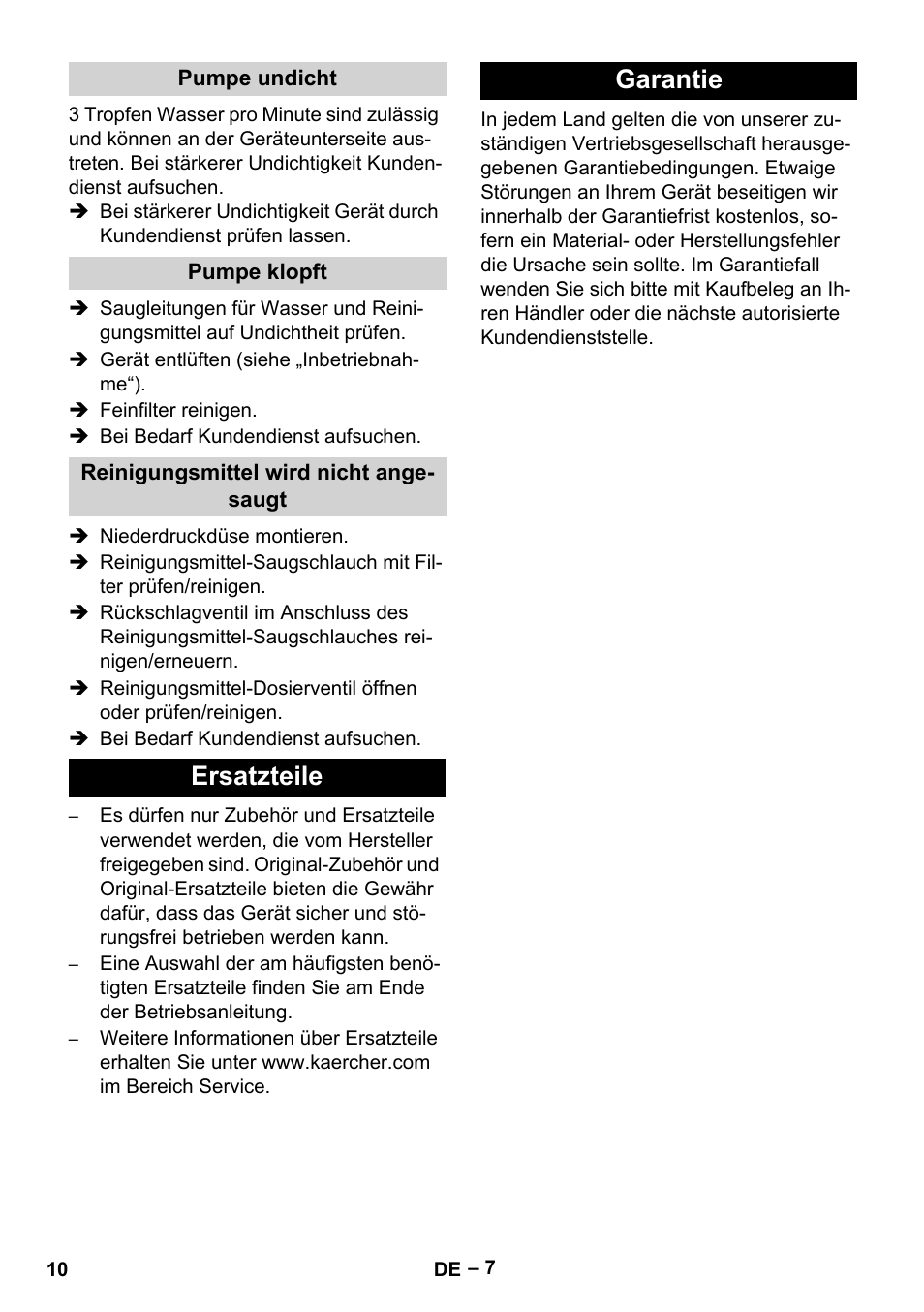 Ersatzteile garantie | Karcher HD 10-25-4 Cage Plus User Manual | Page 10 / 238