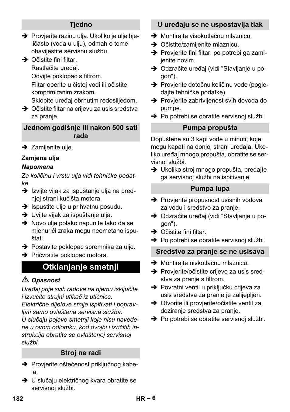 Otklanjanje smetnji | Karcher HD 10-25-4 Cage Plus User Manual | Page 182 / 238