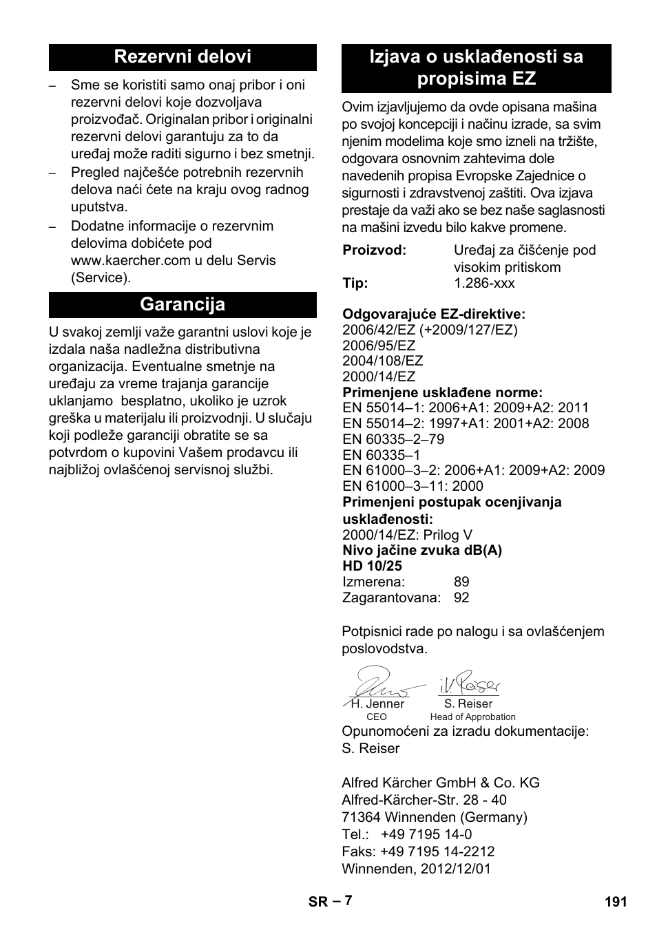 Karcher HD 10-25-4 Cage Plus User Manual | Page 191 / 238