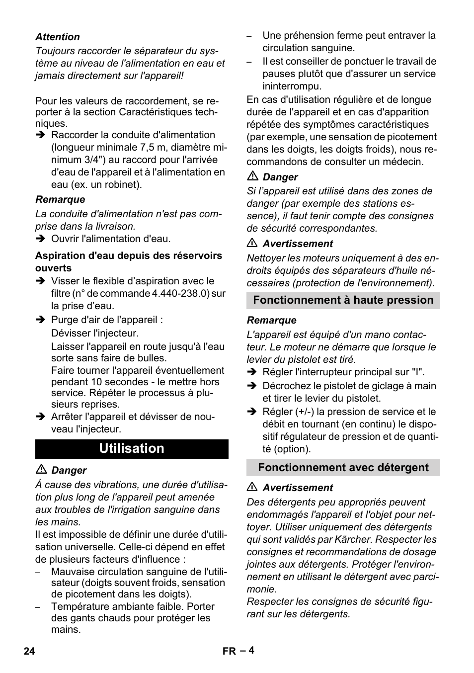 Utilisation | Karcher HD 10-25-4 Cage Plus User Manual | Page 24 / 238