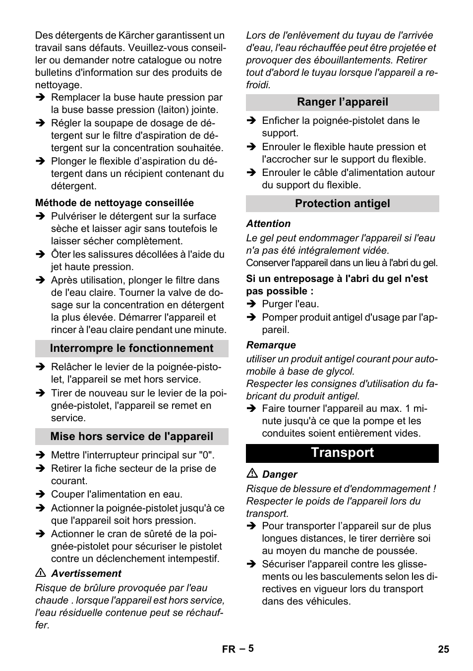 Transport | Karcher HD 10-25-4 Cage Plus User Manual | Page 25 / 238