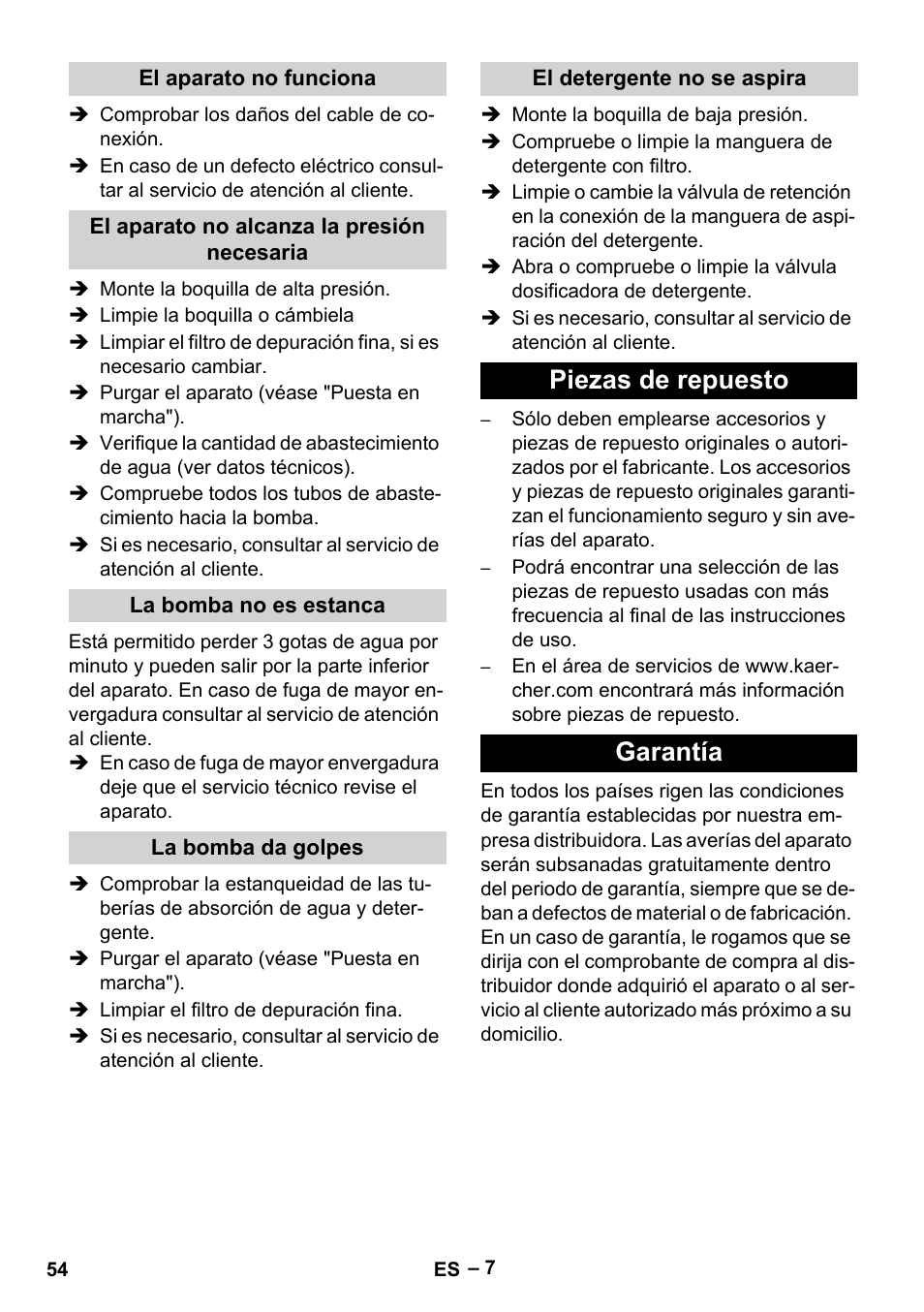 Piezas de repuesto garantía | Karcher HD 10-25-4 Cage Plus User Manual | Page 54 / 238