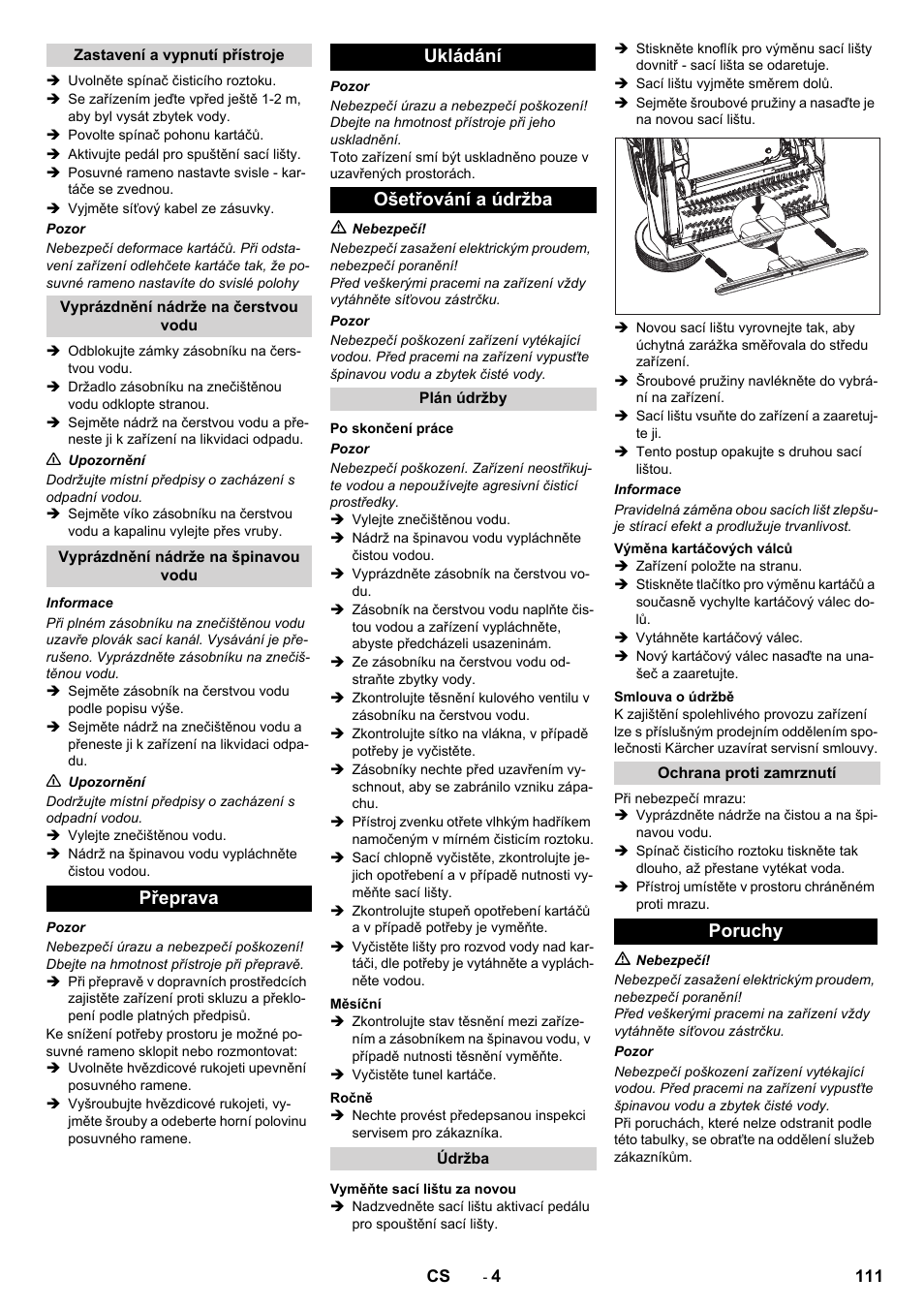 Přeprava ukládání ošetřování a údržba, Poruchy | Karcher BR 40-10C ADV User Manual | Page 111 / 196