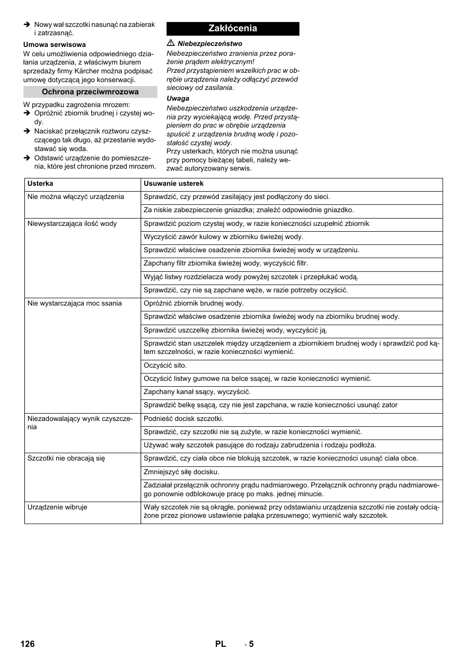 Zakłócenia | Karcher BR 40-10C ADV User Manual | Page 126 / 196