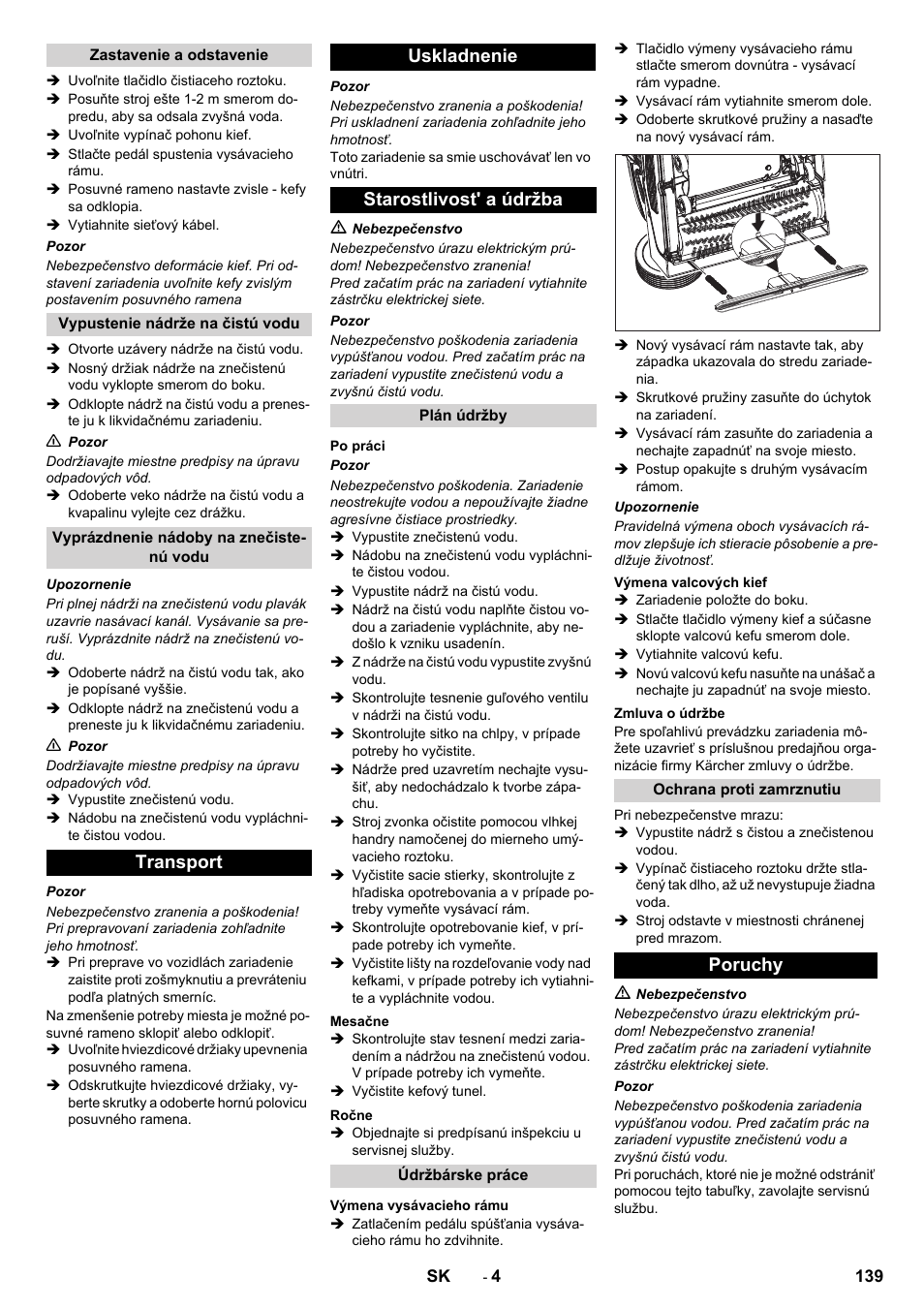 Transport uskladnenie starostlivost' a údržba, Poruchy | Karcher BR 40-10C ADV User Manual | Page 139 / 196