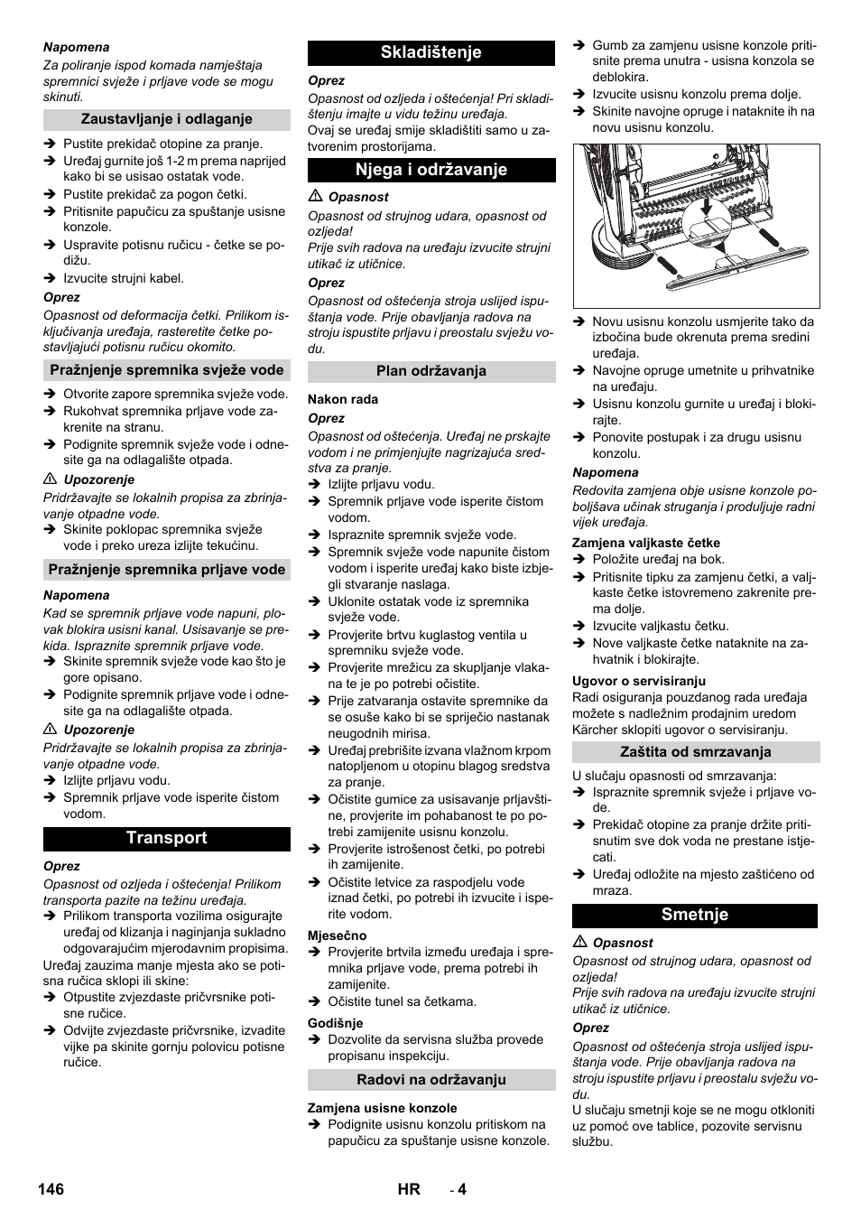 Transport skladištenje njega i održavanje, Smetnje | Karcher BR 40-10C ADV User Manual | Page 146 / 196