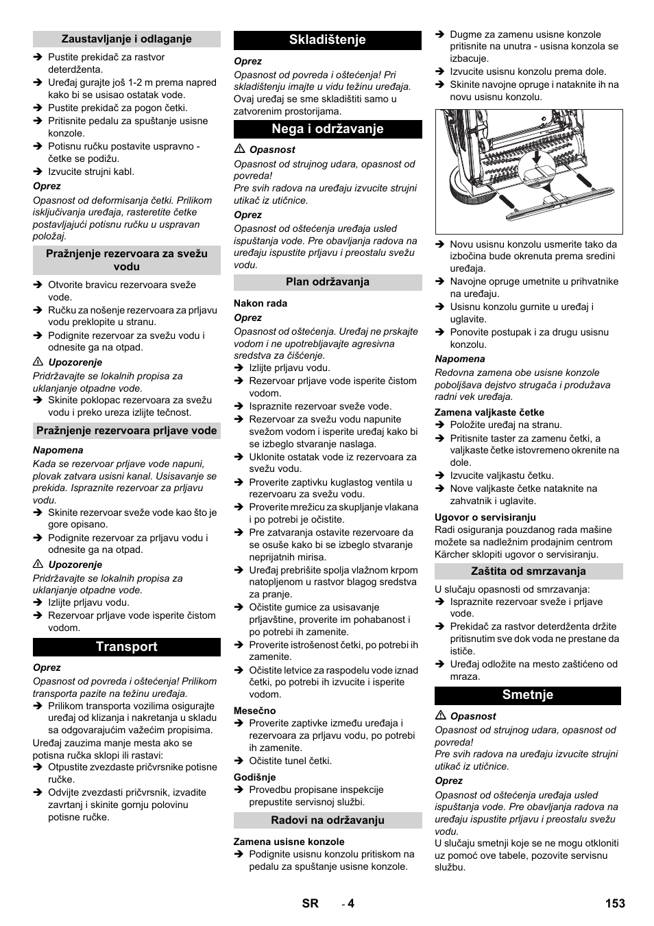 Transport skladištenje nega i održavanje, Smetnje | Karcher BR 40-10C ADV User Manual | Page 153 / 196