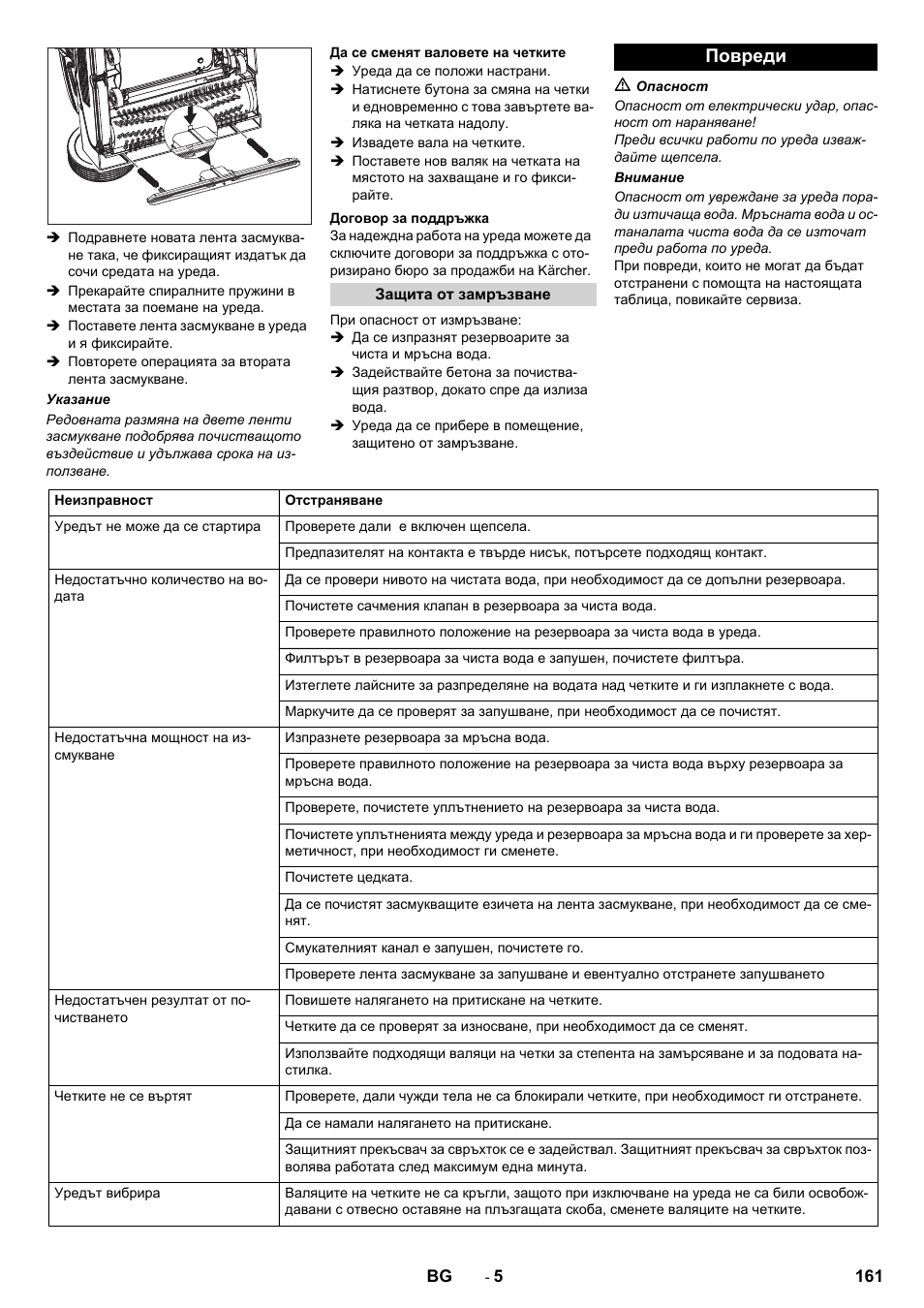 Повреди | Karcher BR 40-10C ADV User Manual | Page 161 / 196