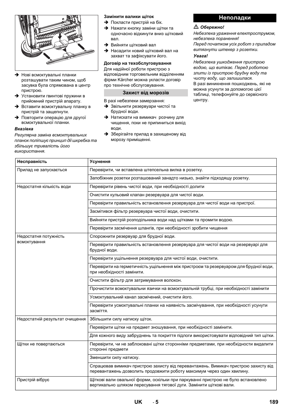 Неполадки | Karcher BR 40-10C ADV User Manual | Page 189 / 196