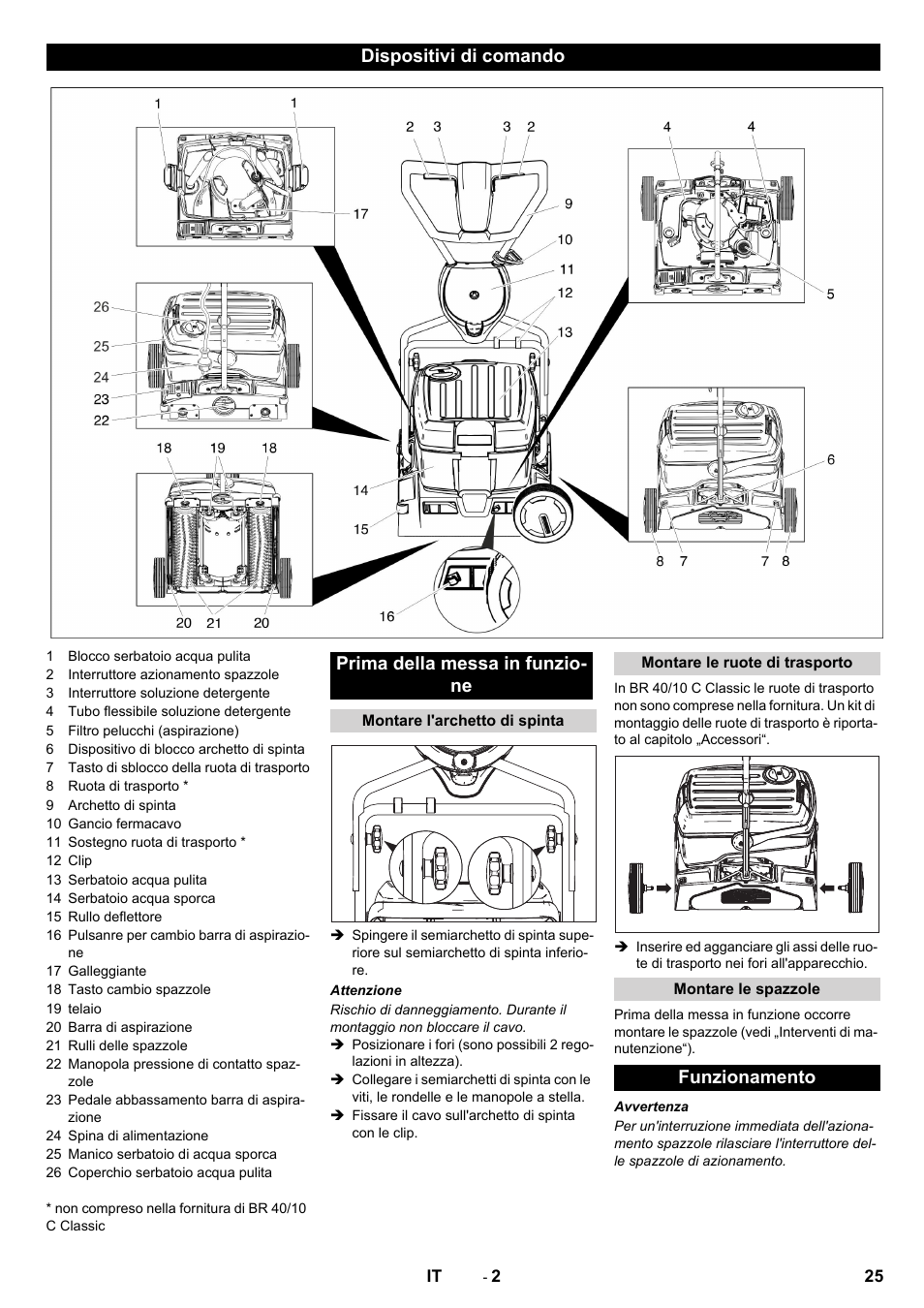 Funzionamento | Karcher BR 40-10C ADV User Manual | Page 25 / 196