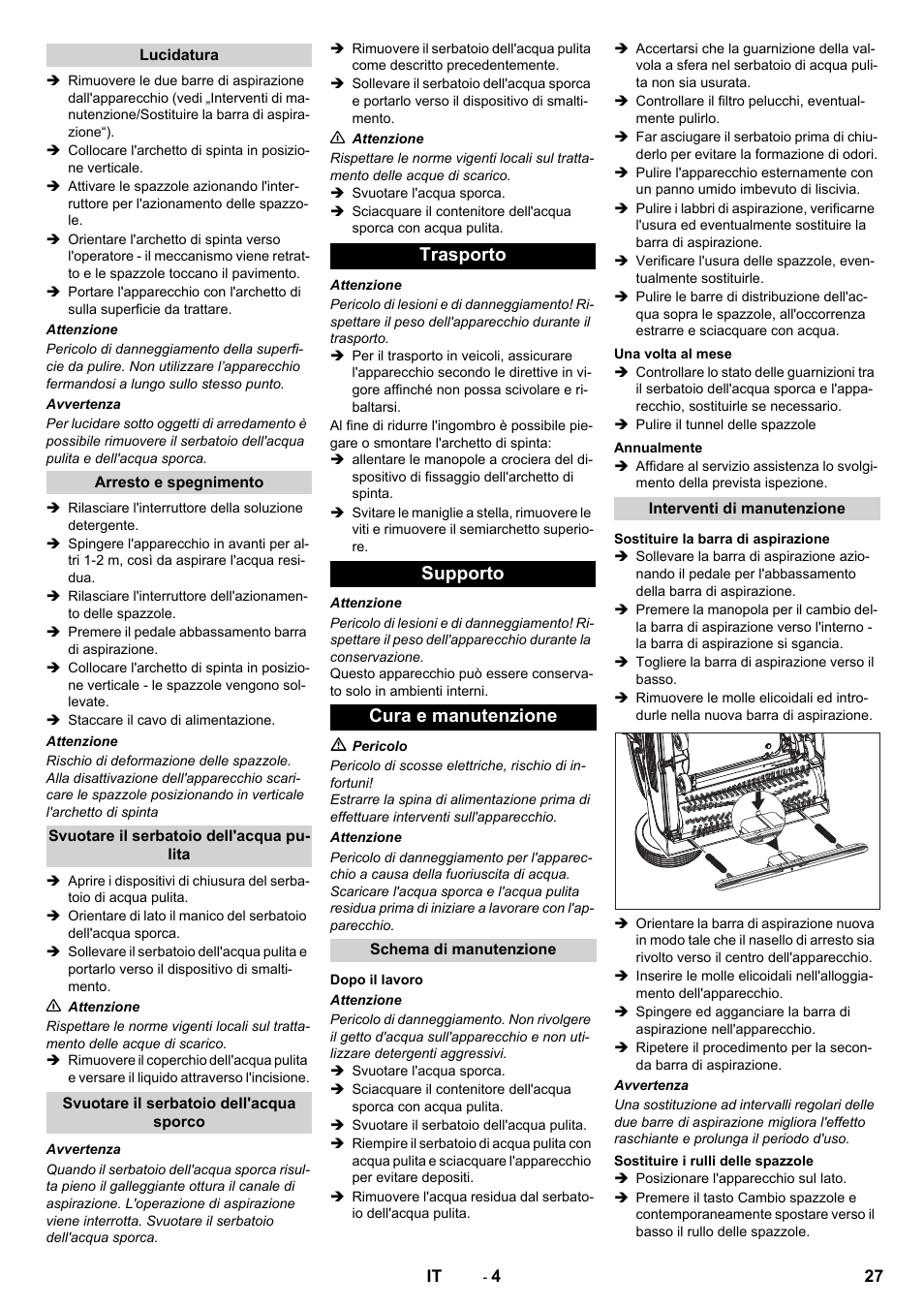 Trasporto supporto cura e manutenzione | Karcher BR 40-10C ADV User Manual | Page 27 / 196