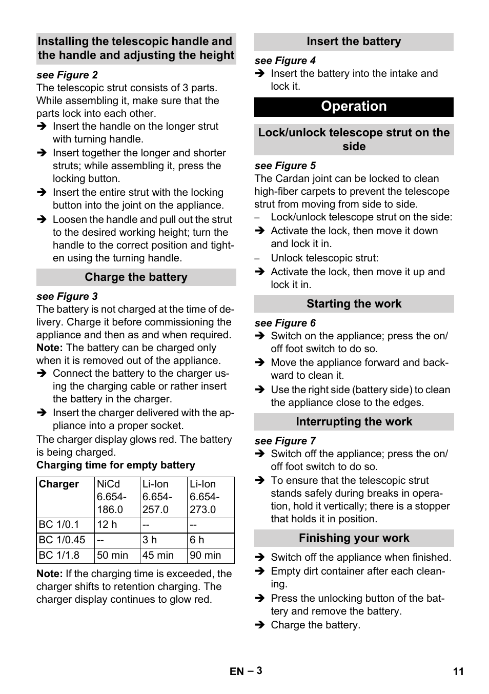 Operation | Karcher EB 30-1 Li-Ion User Manual | Page 11 / 180