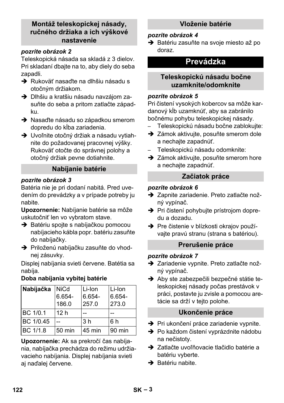 Prevádzka | Karcher EB 30-1 Li-Ion User Manual | Page 122 / 180