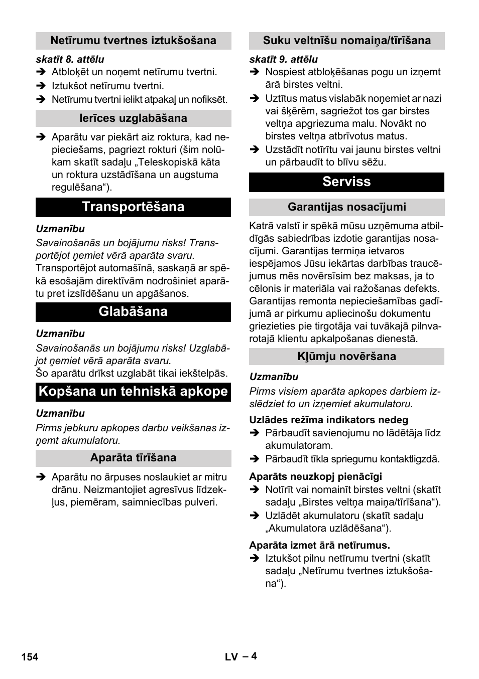 Serviss | Karcher EB 30-1 Li-Ion User Manual | Page 154 / 180