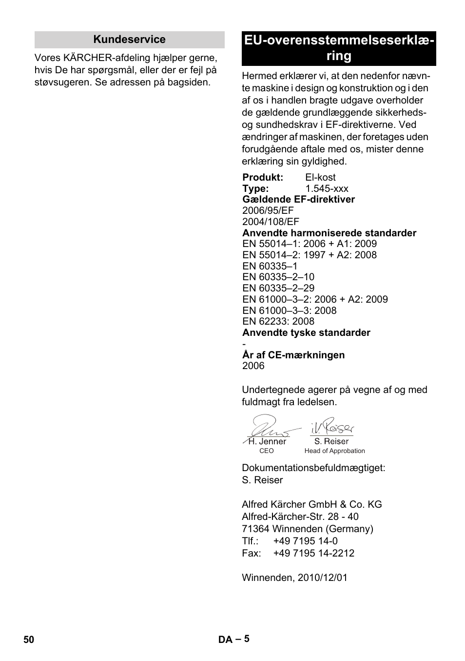 Eu-overensstemmelseserklæ- ring | Karcher EB 30-1 Li-Ion User Manual | Page 50 / 180