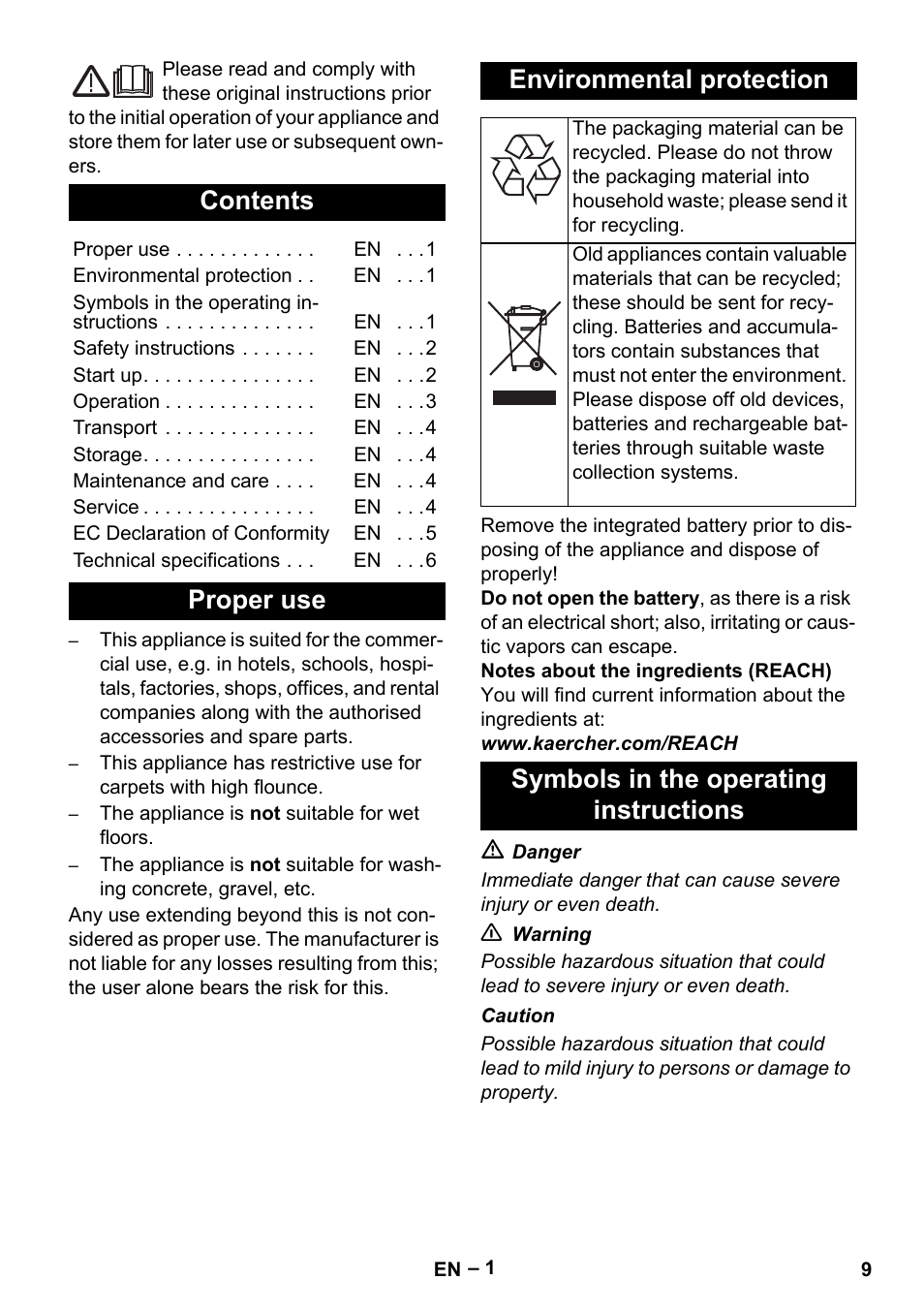 Karcher EB 30-1 Li-Ion User Manual | Page 9 / 180