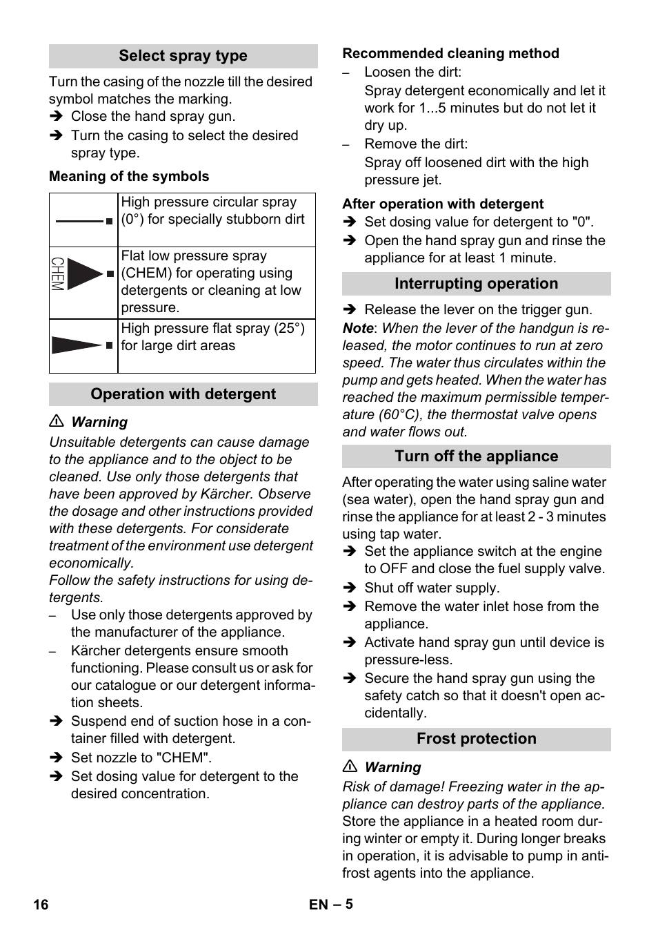 Karcher HD 830 BS User Manual | Page 16 / 220