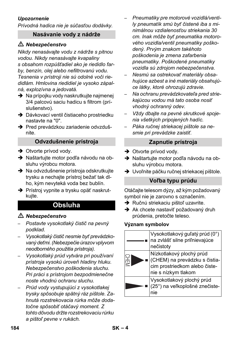 Obsluha | Karcher HD 830 BS User Manual | Page 184 / 220