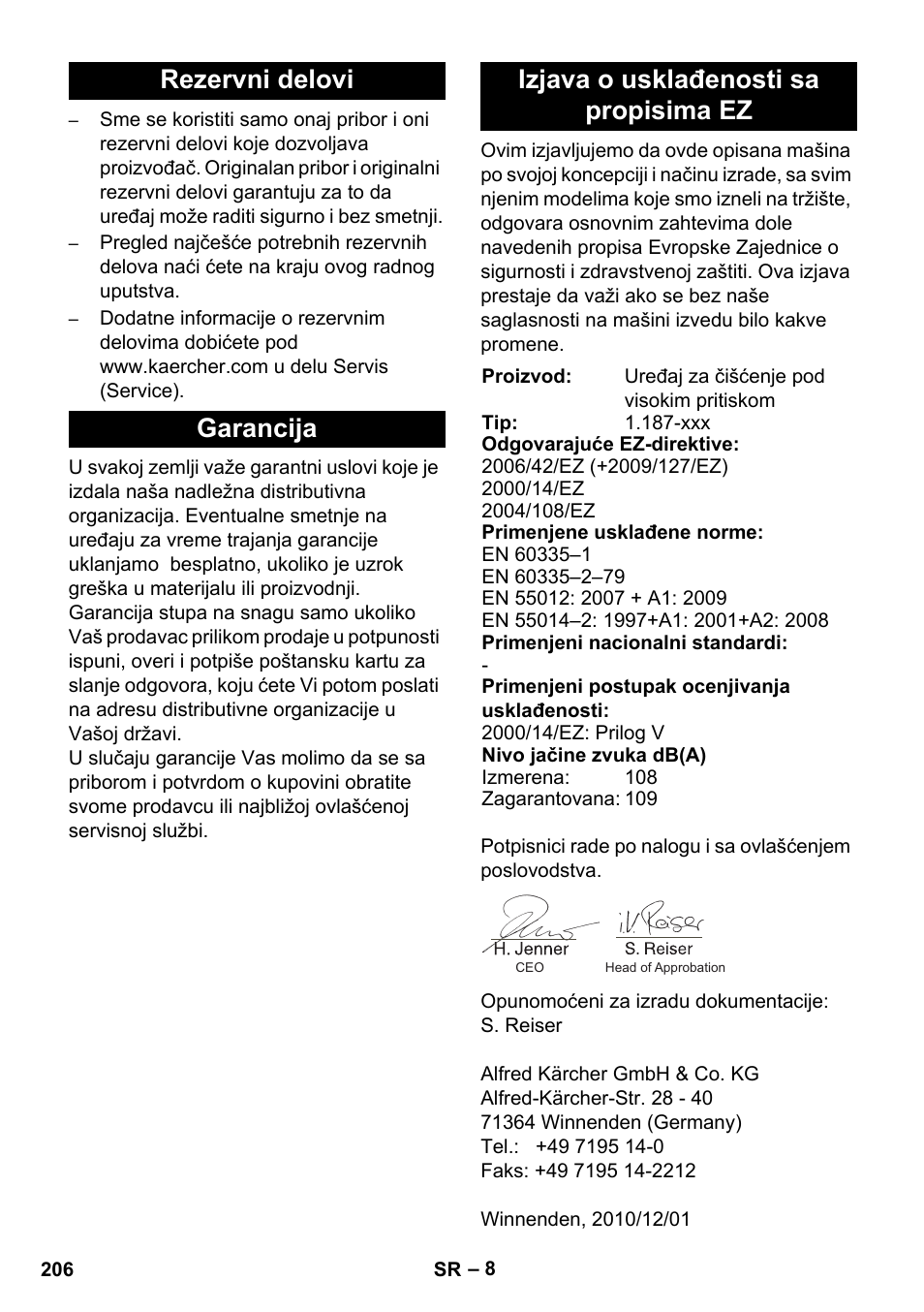 Karcher HD 830 BS User Manual | Page 206 / 220