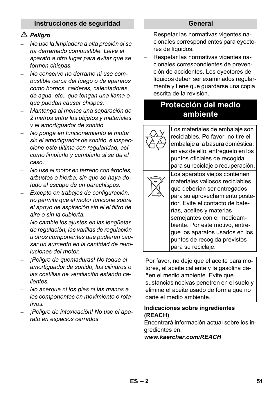 Protección del medio ambiente | Karcher HD 830 BS User Manual | Page 51 / 220