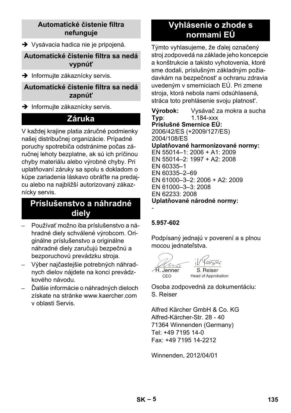 Karcher NT 40-1 Tact Te User Manual | Page 135 / 188