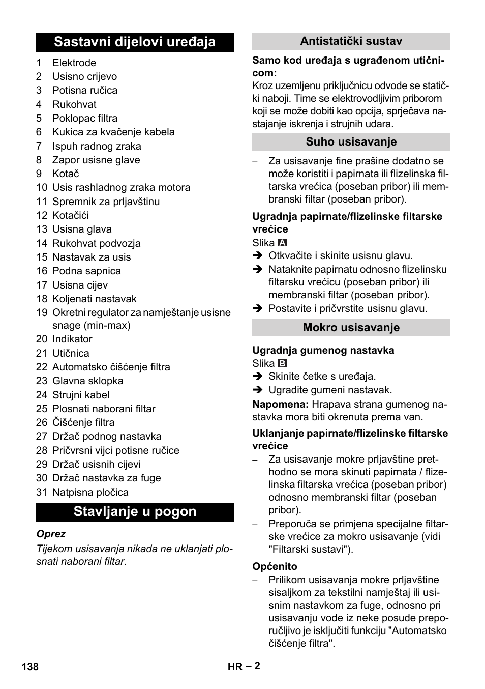 Sastavni dijelovi uređaja stavljanje u pogon | Karcher NT 40-1 Tact Te User Manual | Page 138 / 188