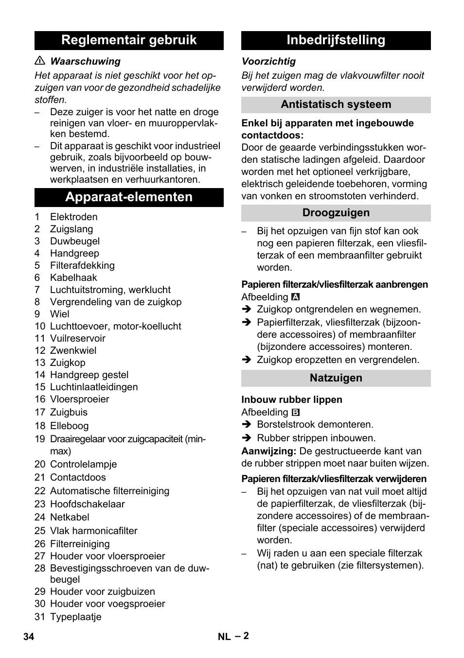 Karcher NT 40-1 Tact Te User Manual | Page 34 / 188