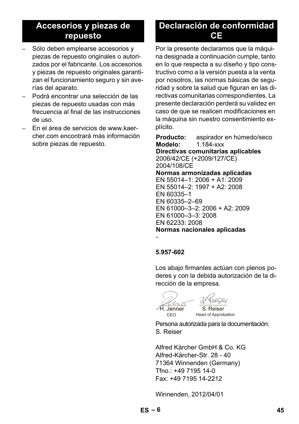 Karcher NT 40-1 Tact Te User Manual | Page 45 / 188