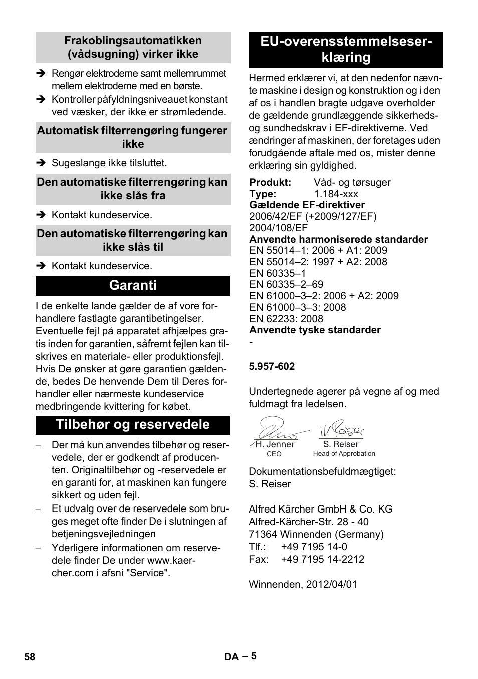 Karcher NT 40-1 Tact Te User Manual | Page 58 / 188