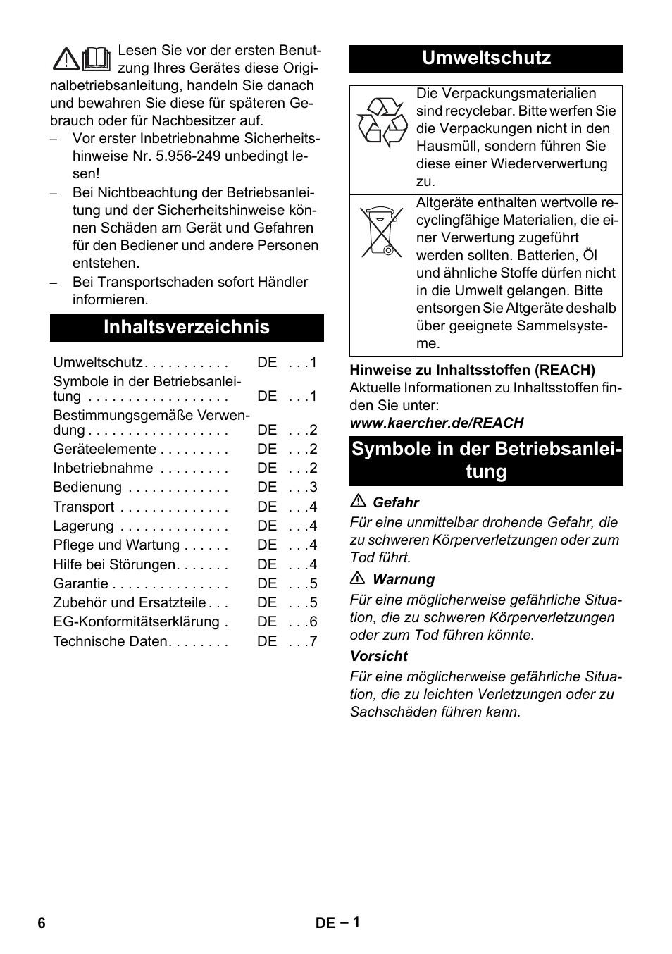 Karcher NT 40-1 Tact Te User Manual | Page 6 / 188