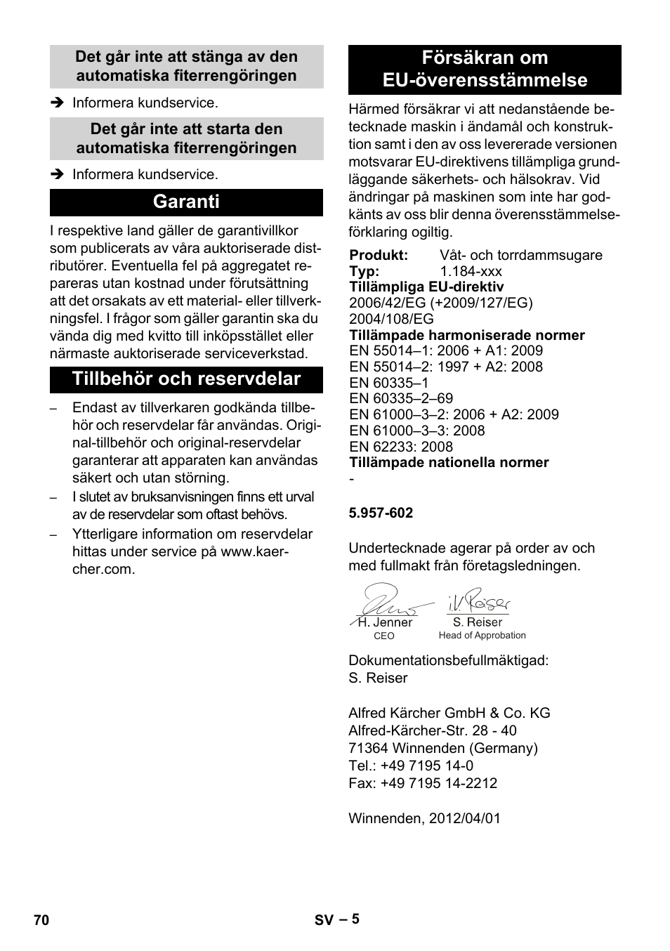 Karcher NT 40-1 Tact Te User Manual | Page 70 / 188