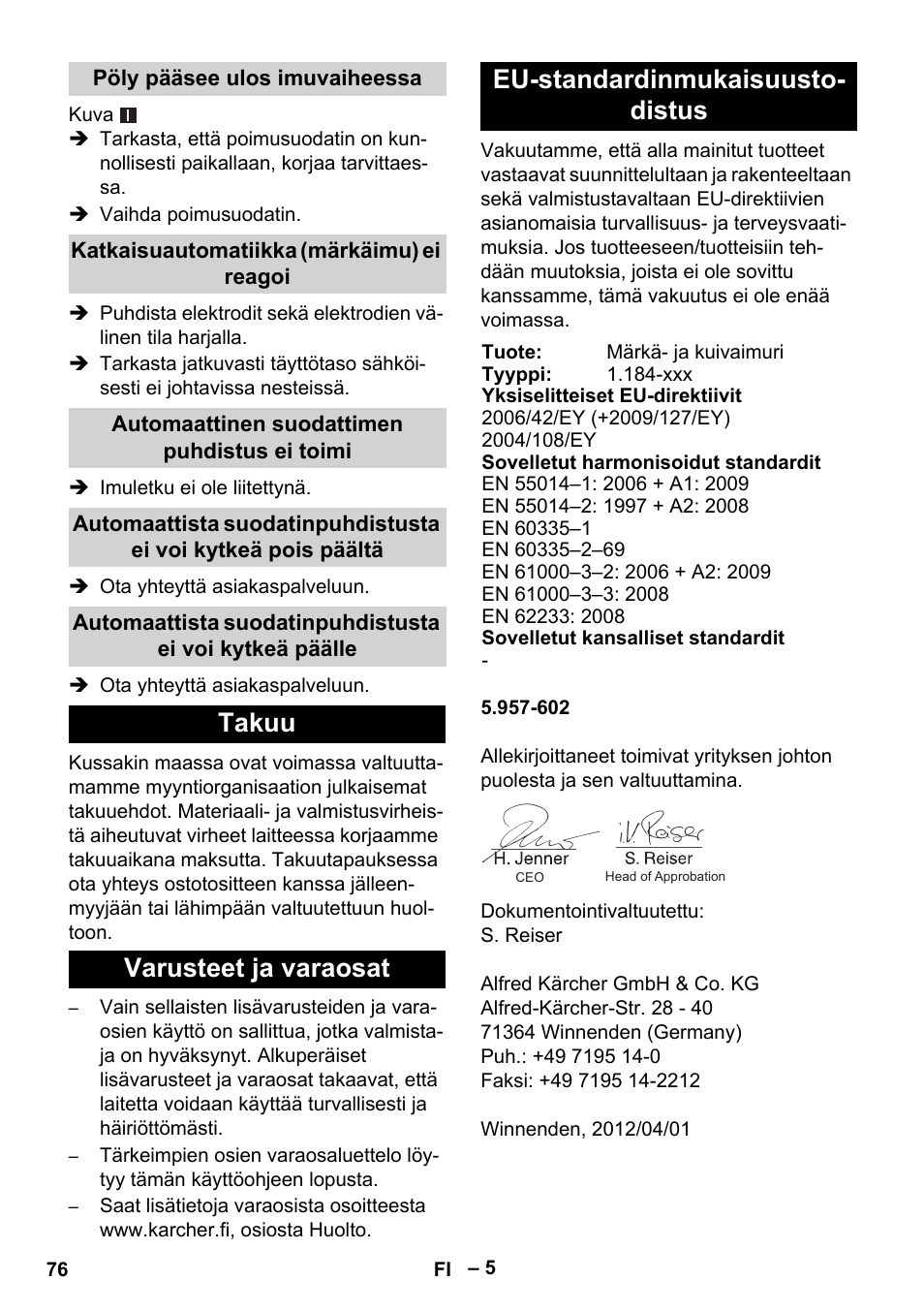 Karcher NT 40-1 Tact Te User Manual | Page 76 / 188