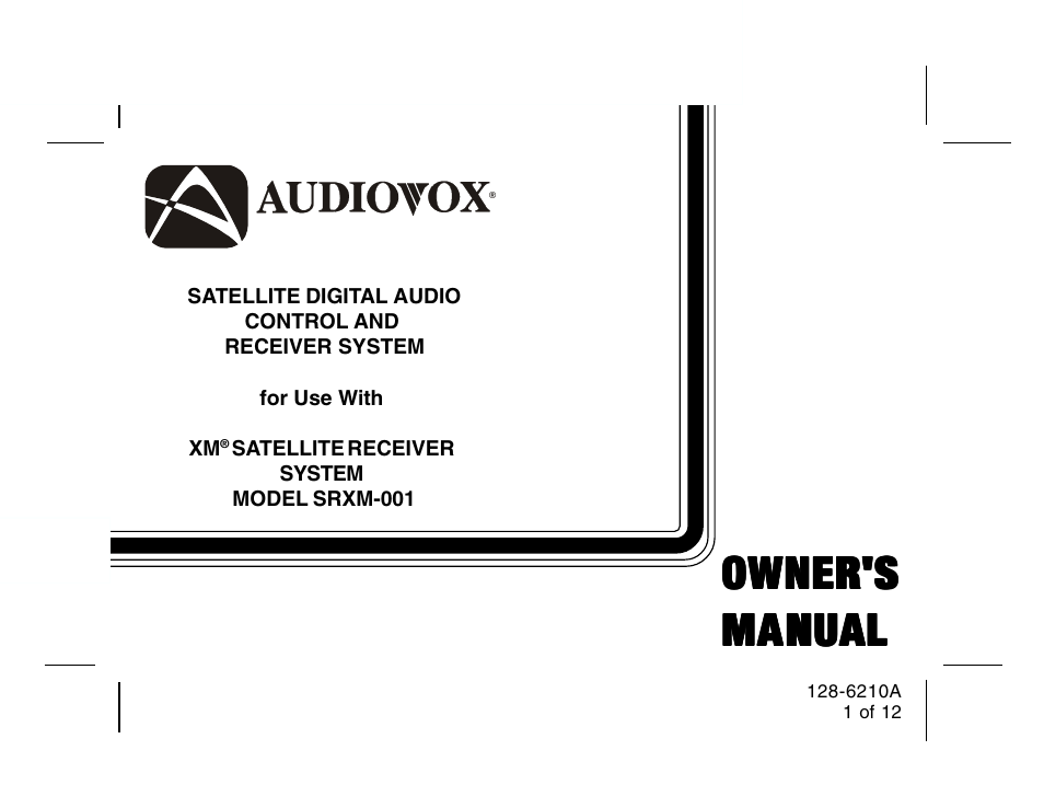 Audiovox 128-6210A User Manual | 12 pages