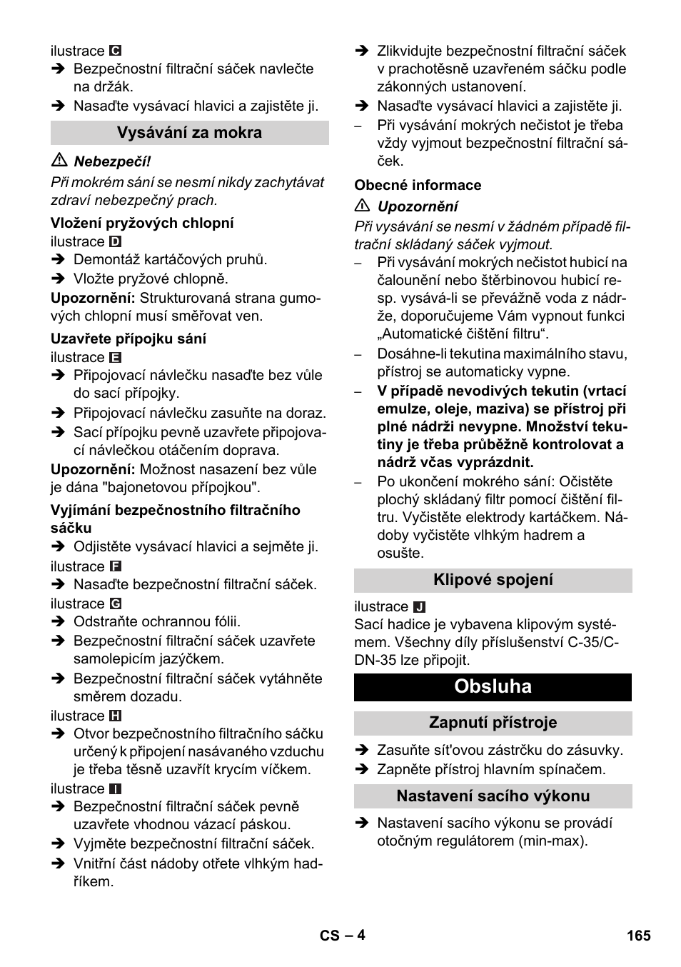 Obsluha | Karcher NT 45-1 Tact Te H User Manual | Page 165 / 292