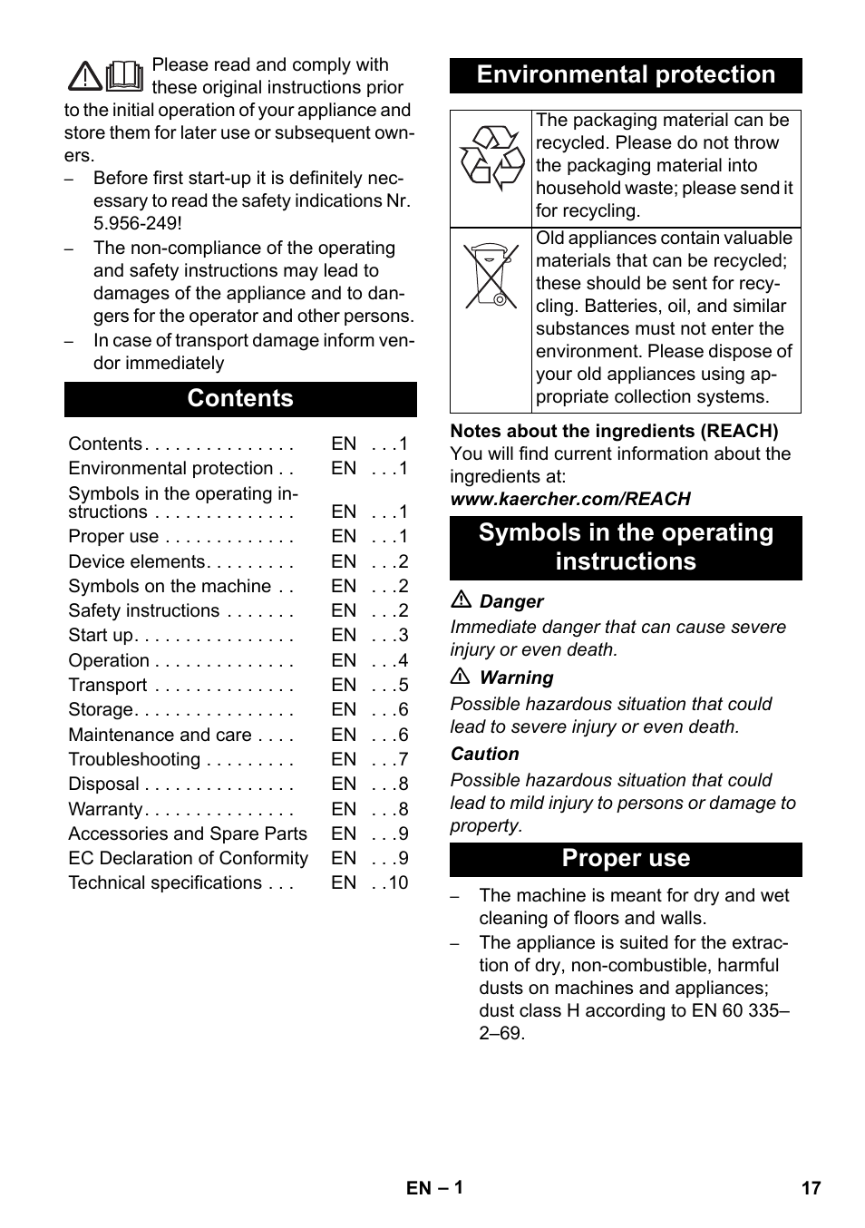 Karcher NT 45-1 Tact Te H User Manual | Page 17 / 292