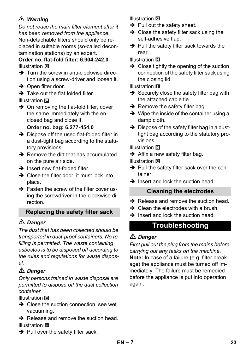 Troubleshooting | Karcher NT 45-1 Tact Te H User Manual | Page 23 / 292