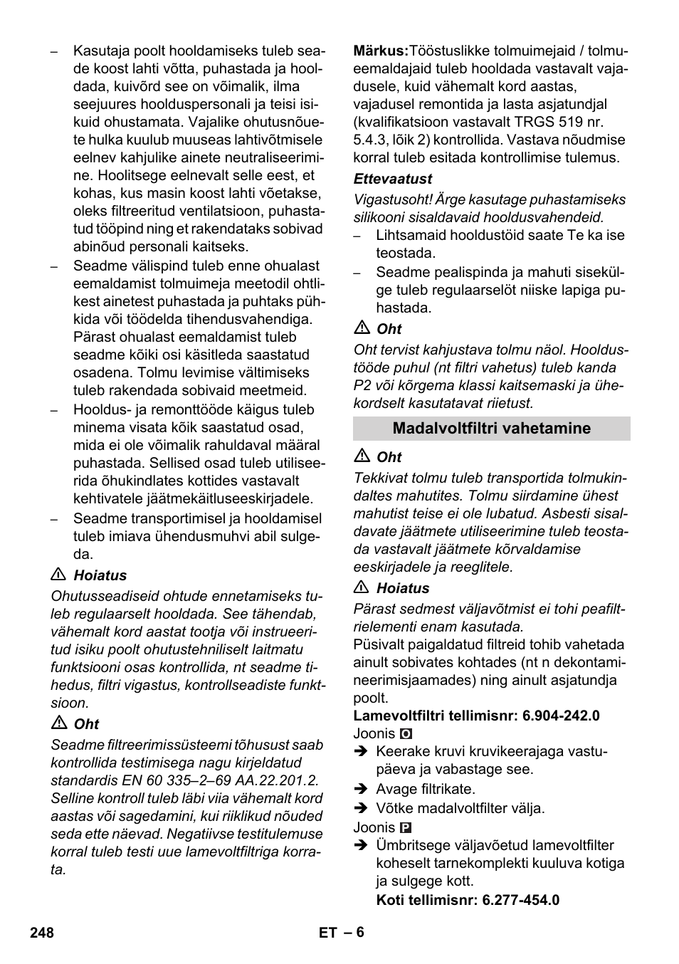 Karcher NT 45-1 Tact Te H User Manual | Page 248 / 292