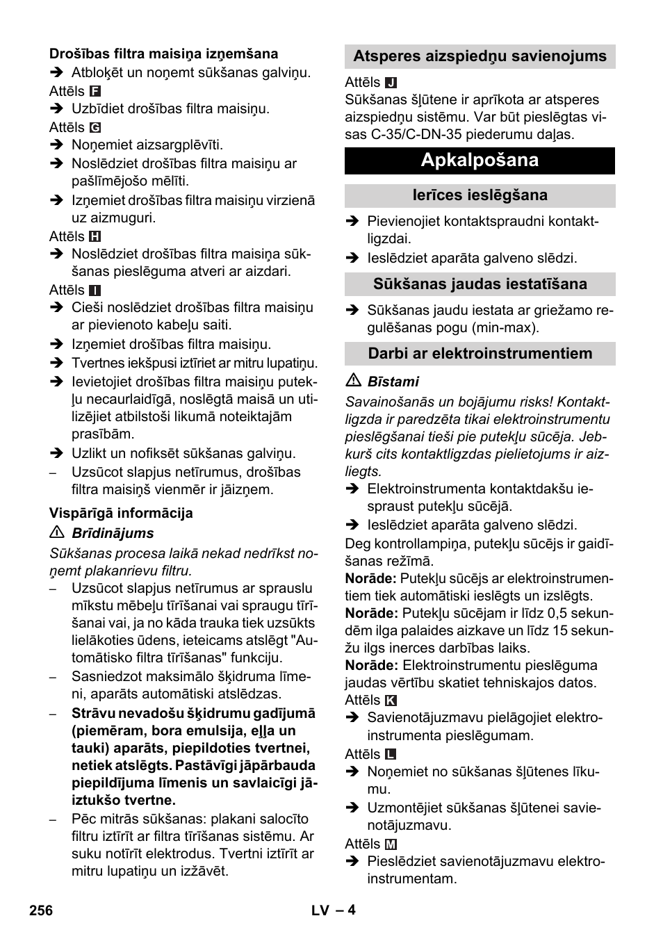 Apkalpošana | Karcher NT 45-1 Tact Te H User Manual | Page 256 / 292