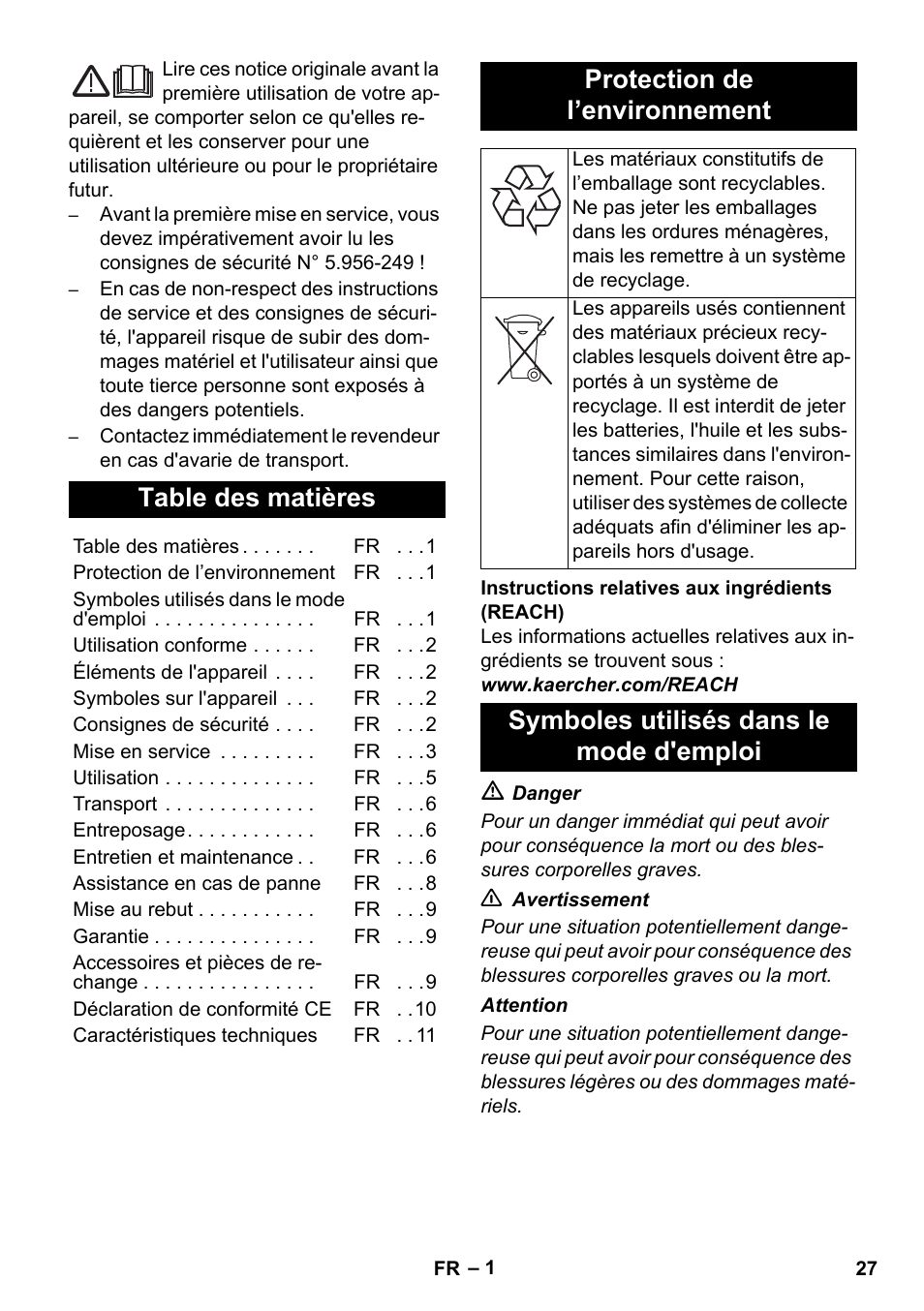 Karcher NT 45-1 Tact Te H User Manual | Page 27 / 292